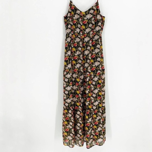 J. Crew Mercantile Spaghetti Straps Chiffon Tiered Maxi Dress Floral Sz L - Picture 13 of 13